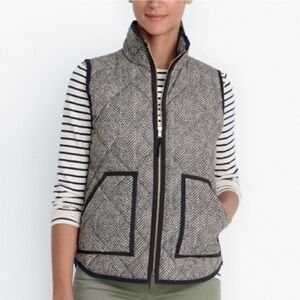 J Crew size L double zipper down/feather quilted puffer vest w/pockets